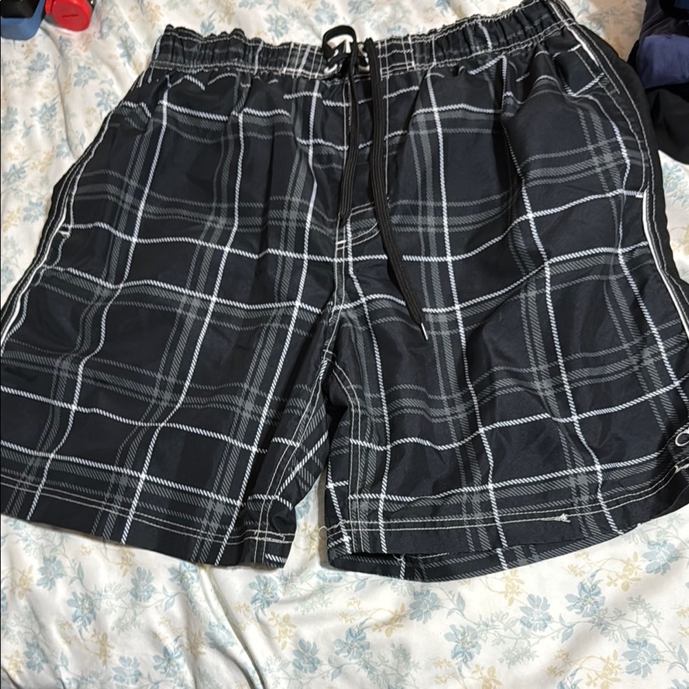 OP Black and White Board Shorts Quick-Dry Swimwear